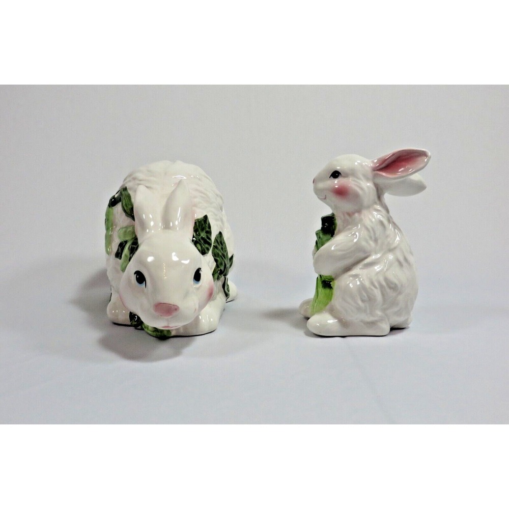 Vintage Bloom Rite 2 Ceramic Bunnies Easter Spring Rabbit Bunny Decorative - Picture 2 of 7